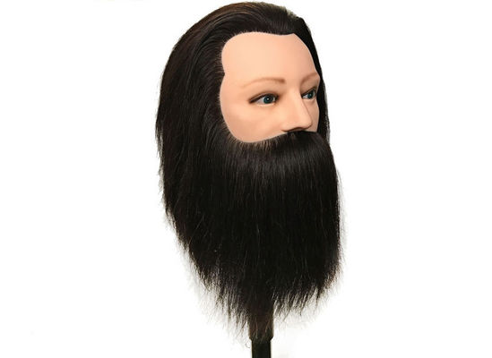 100% Human Hair Men Mannequin with  beard Barber Training Hairdresser Doll Head Male Manikin Head